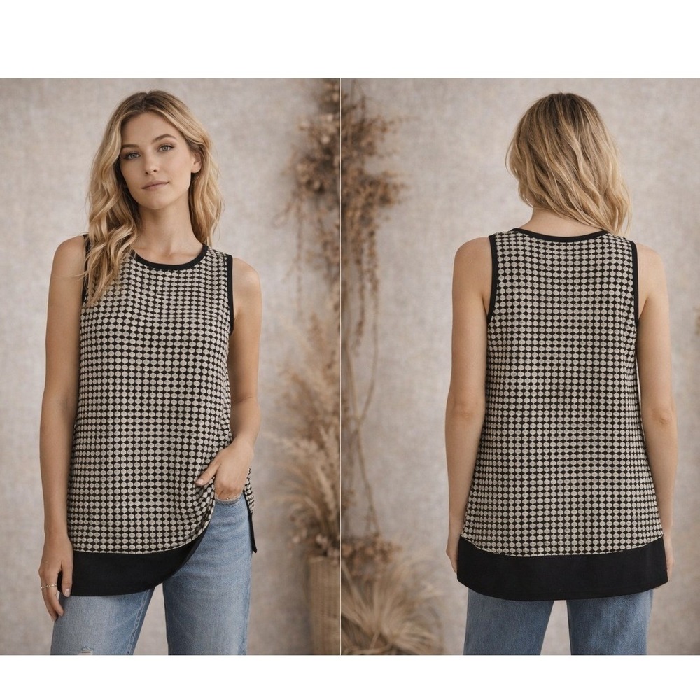 Cooperative Shift Dress Womens Medium Black White Geometric Mod Retro Chic